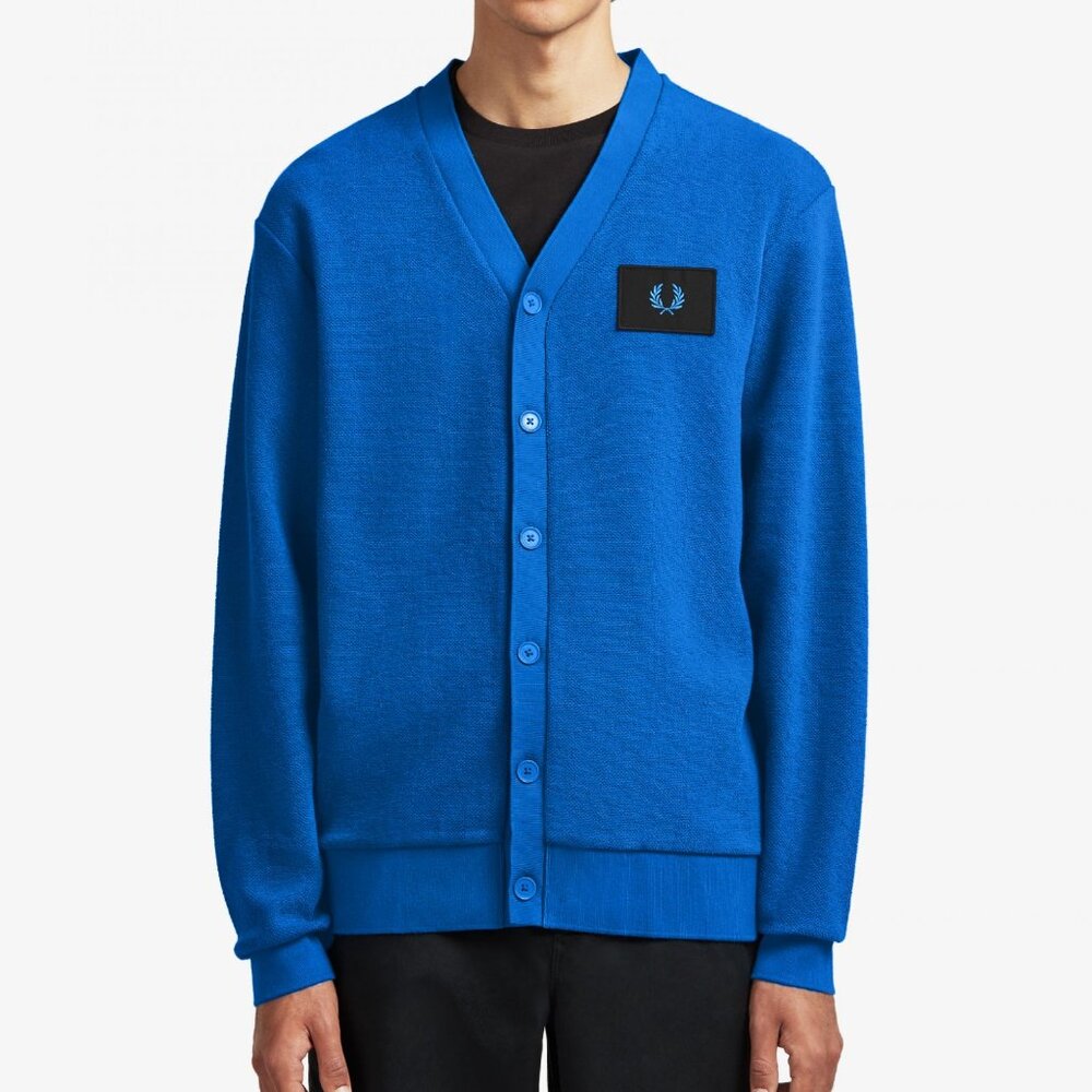BNWT SS20 FRED PERRY ACID BRIGHT BLUE CARDIGAN M